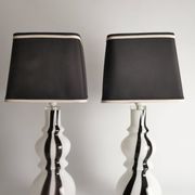 Sculptural Art Glass Murano Style Table Lamps, Black & White, 1960s, Set of 2