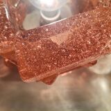 Brutalist solid bubble glass clear and red table lamps 1960s, set of 2