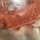 Brutalist solid bubble glass clear and red table lamps 1960s, set of 2