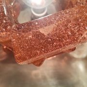 Brutalist solid bubble glass clear and red table lamps 1960s, set of 2
