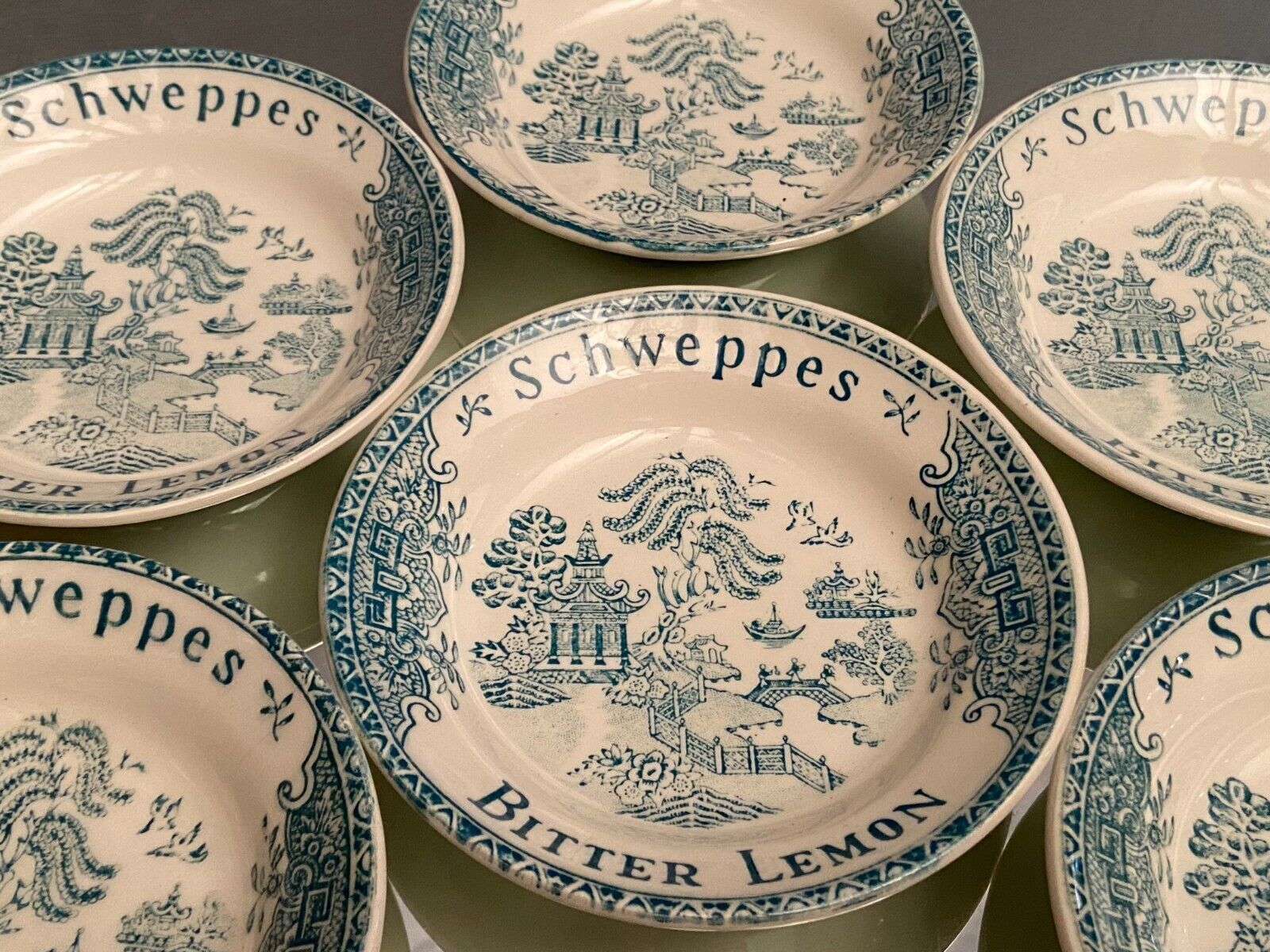Suite of 6 coasters cup Schweppes Bitter Lemon earthenware from Gien