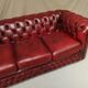 Red leather chesterfield sofa