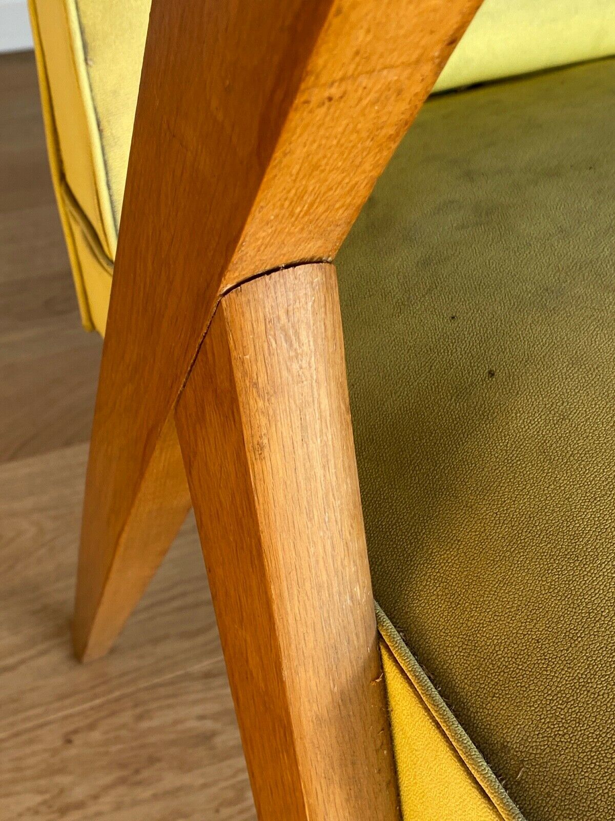 Armchair 1960 french work seat yellow compass feet