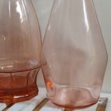 Vintage pink glass bottle vases