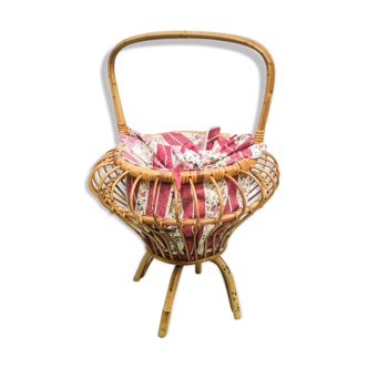 Rattan sewing basket