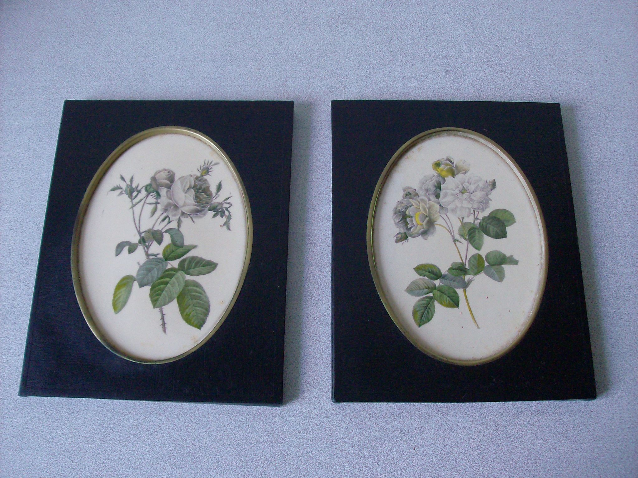 Set of 2 old frames with oval decoration floral flowers medallion style
