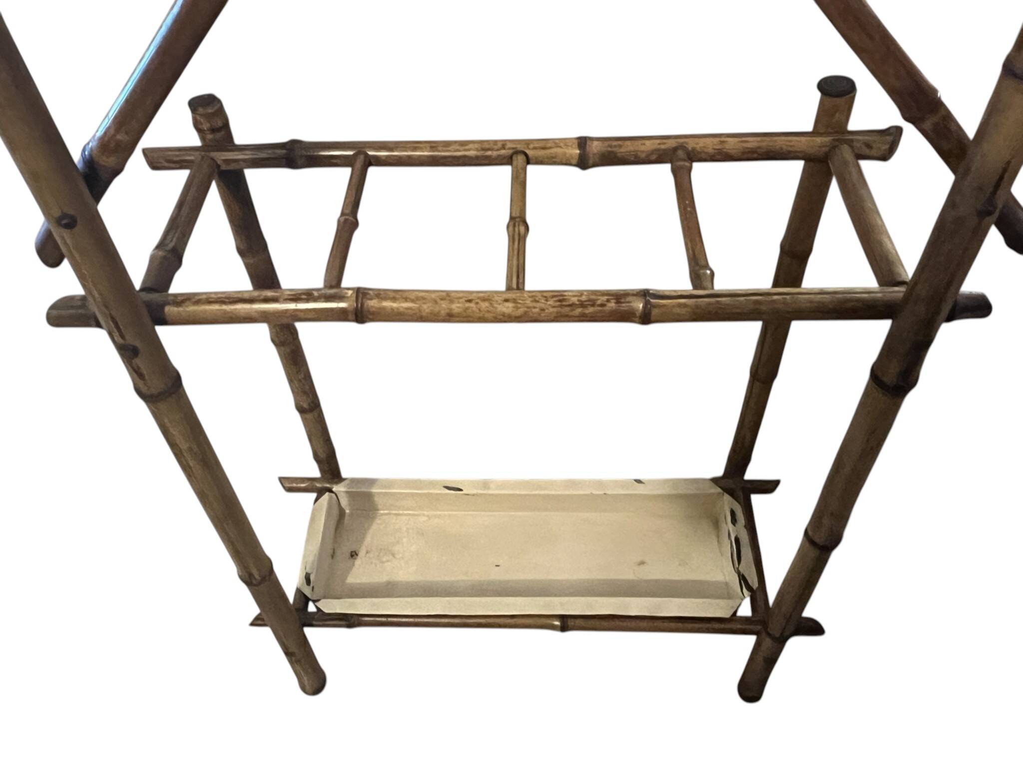 Art Deco, coat rack with bamboo mirror, diamond shape, around 1930.
