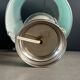 Chrome and turquoise metal table lamp