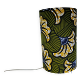 Olive green/yellow ethnic printed flower wax tube lamp