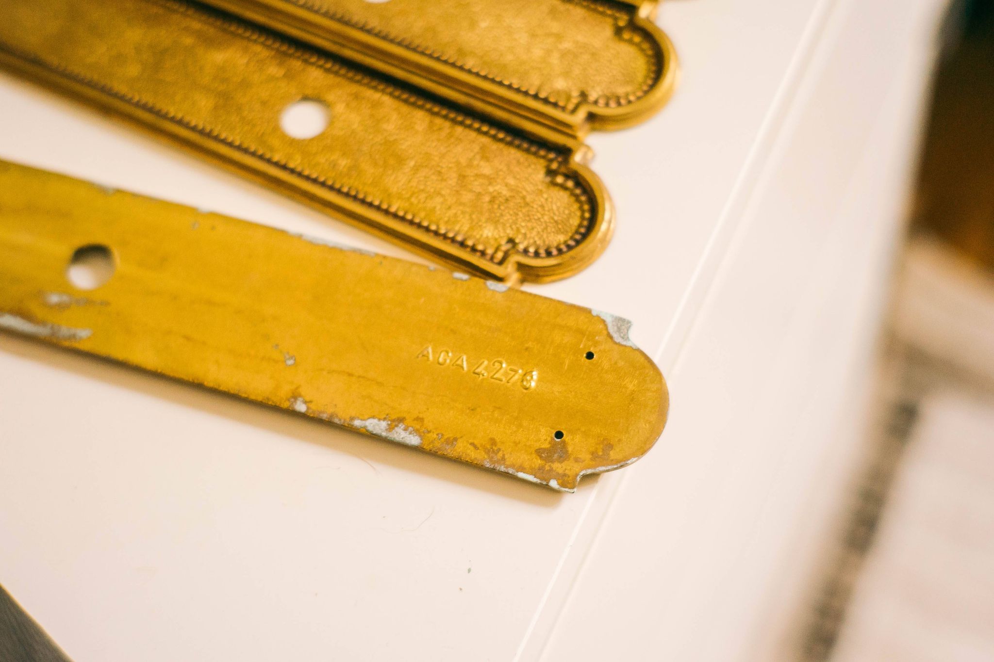6 Vintage Solid Brass Door Plates Wall Hanging
