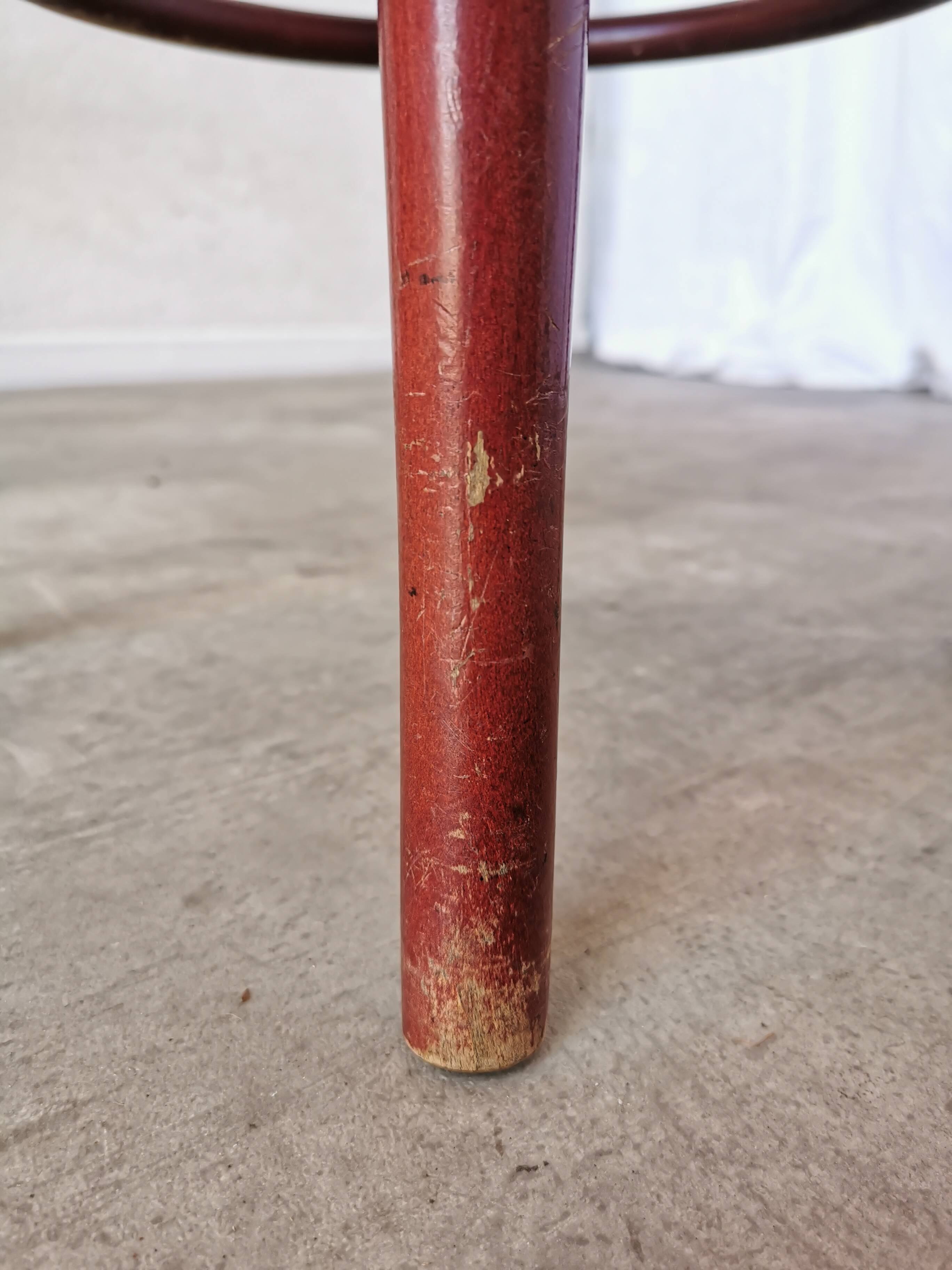 Vintage Irish Pub Stool: Green Leather Seat, Bentwood Thonet Style