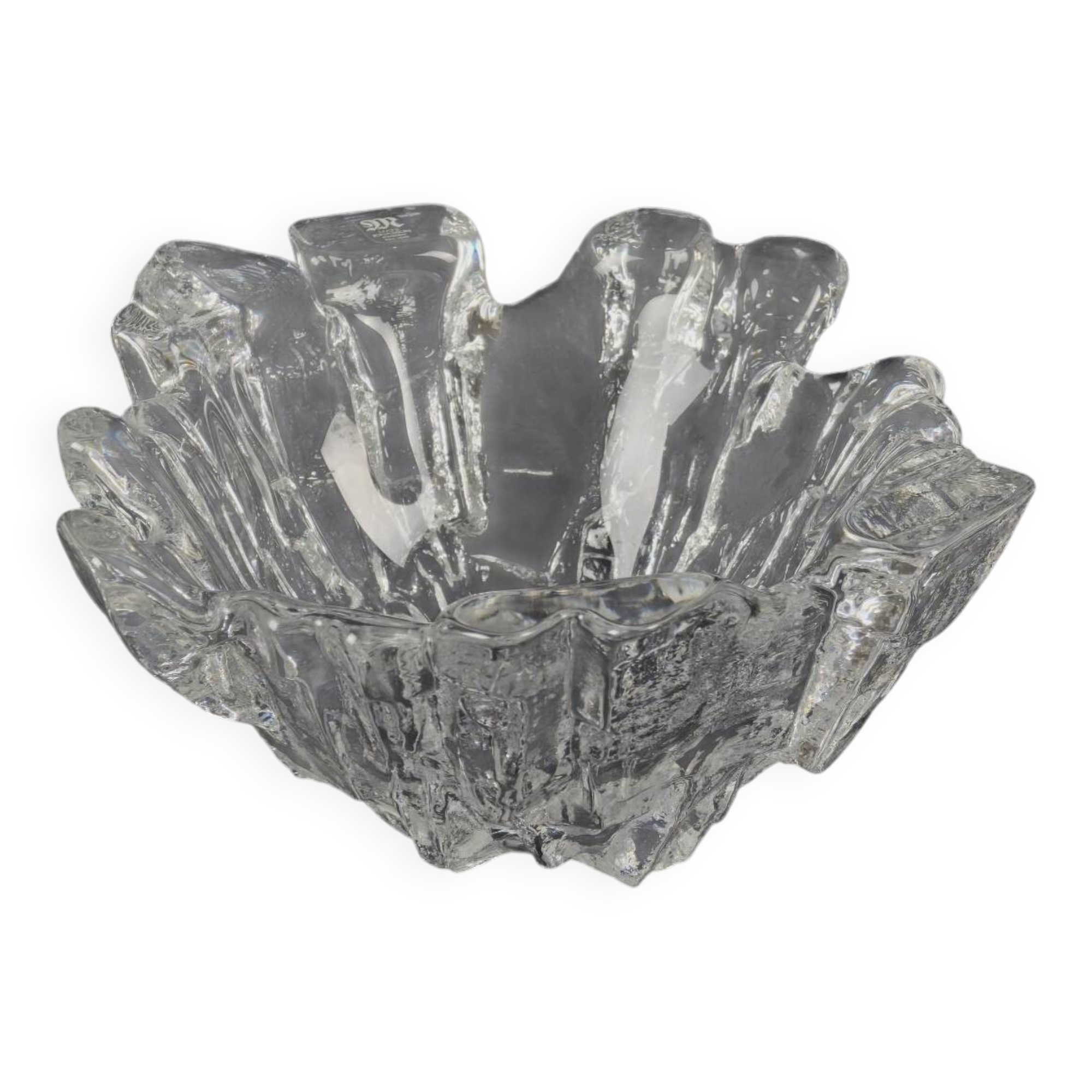 Vintage 1970s Maleras 'Isak' Art Glass Crystal Bowl By Mats Jonasson.