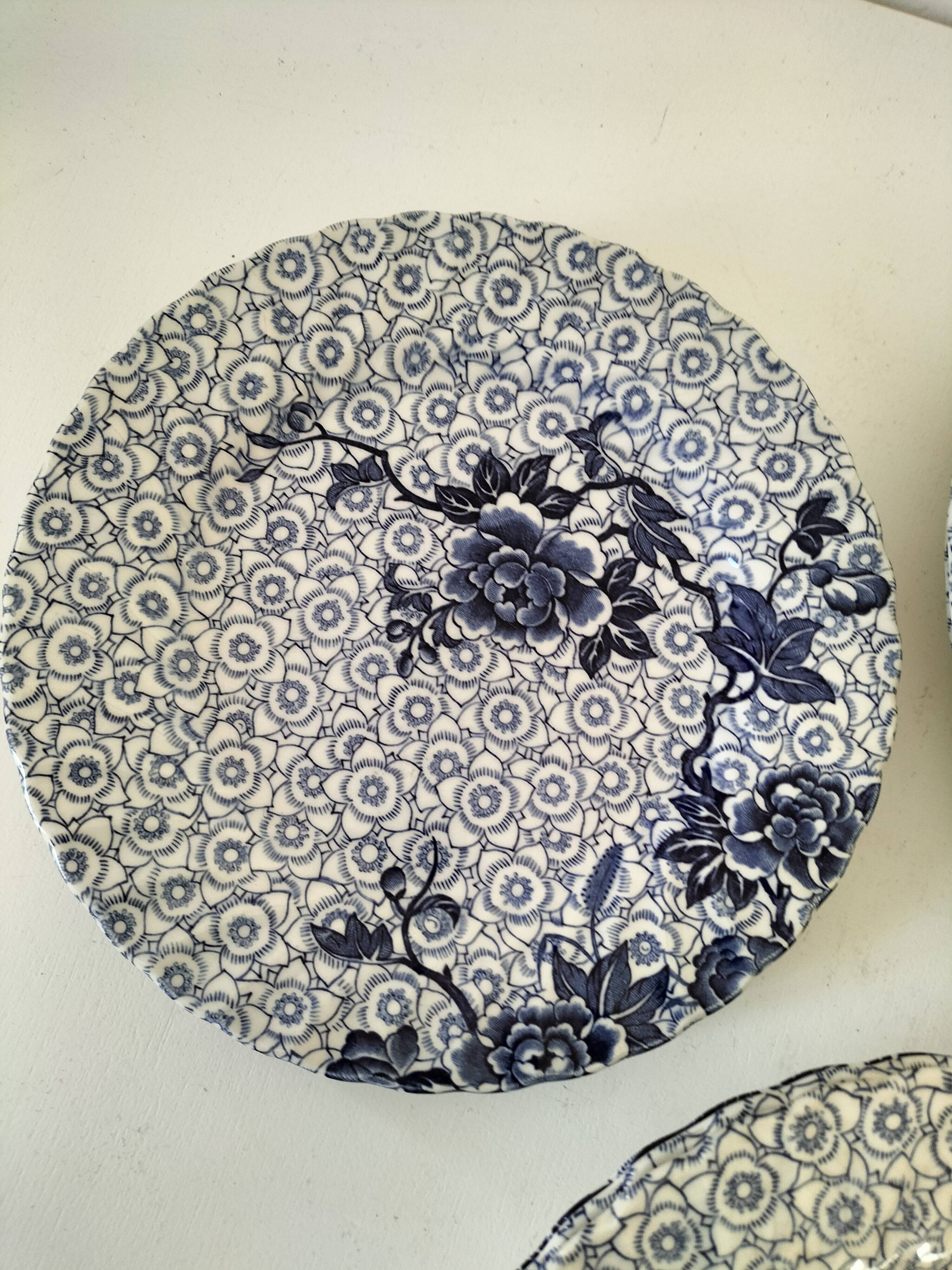 9 Johnson Brothers plates in the Lotus pattern.