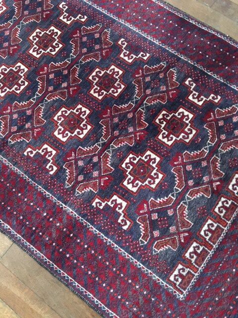 Ancient Beloutch carpet pure hand knotted wool - 197x104cm