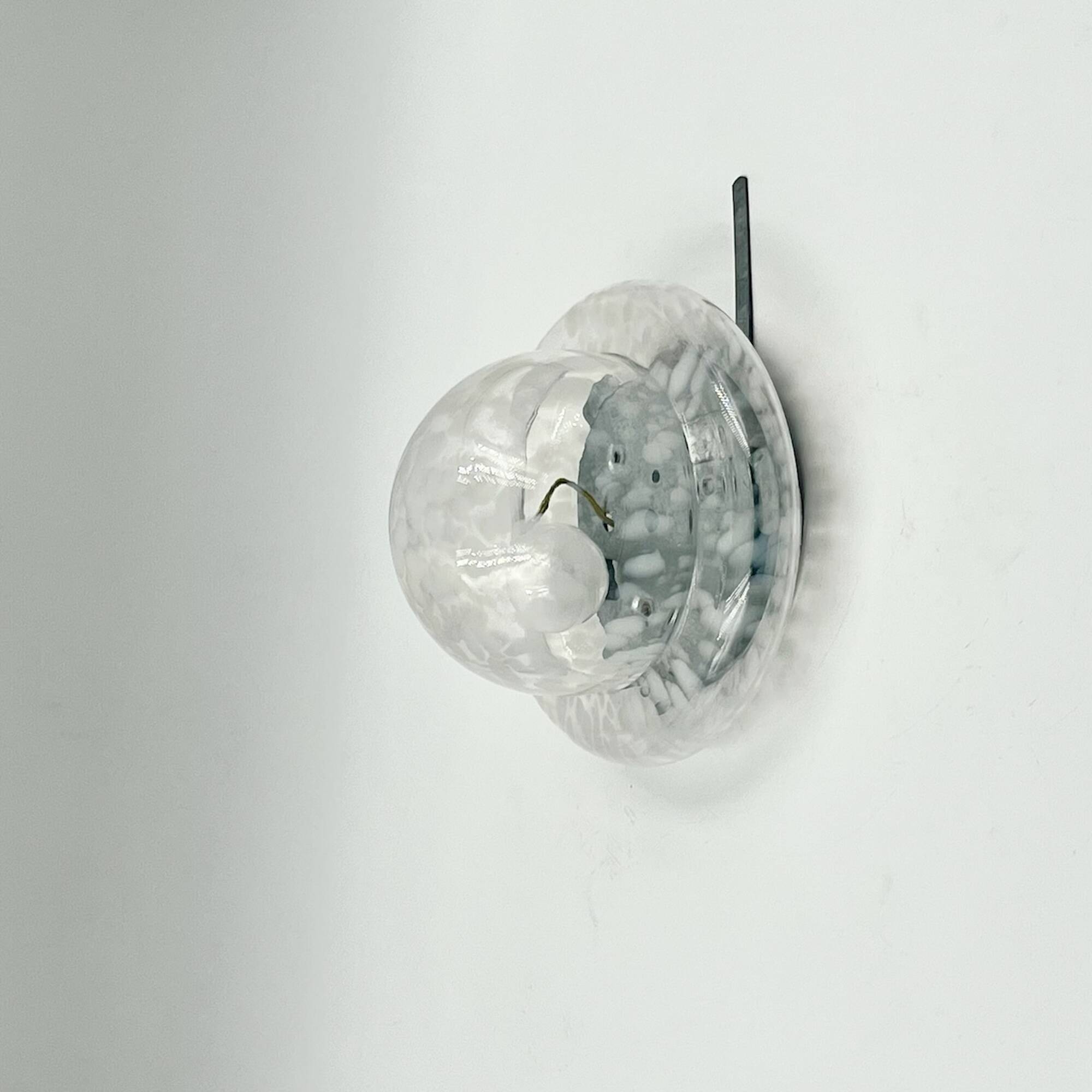 Vintage Space Age UFO Flush Mount Light Fixture with Spotted Glass Shade, 1960s