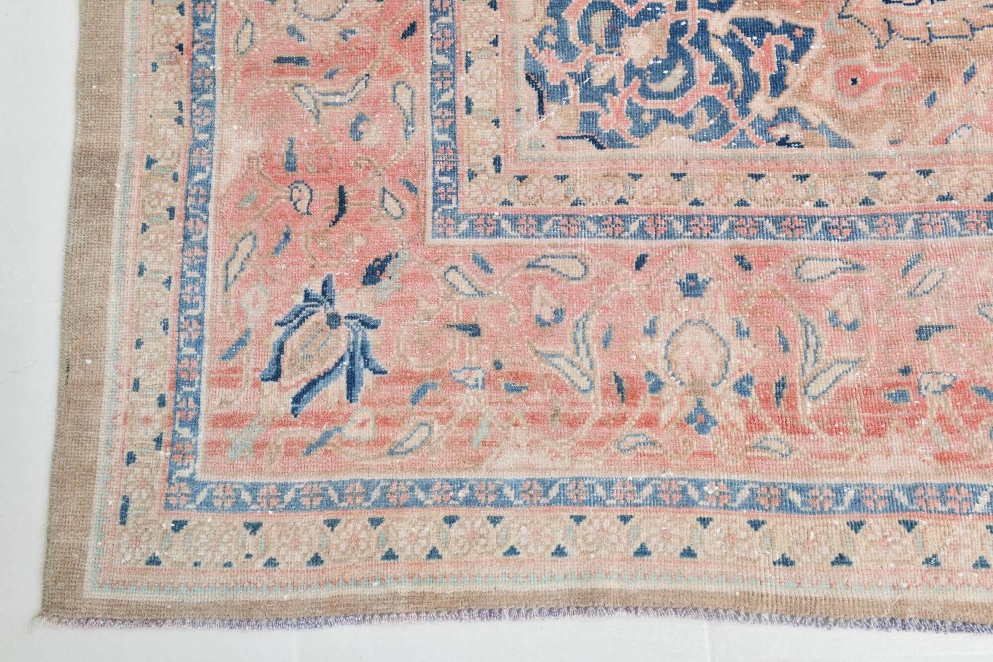 Tapis persan classique antique 57s rose blush bleu 10x13, 293x388 cm
