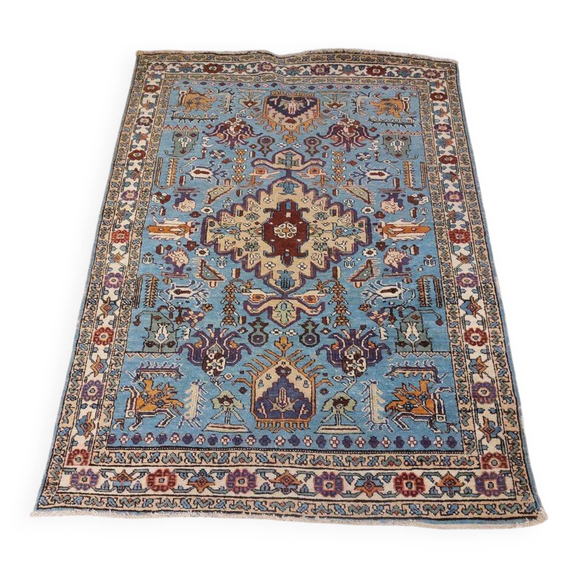 Qom Persian rug, handwoven silk and wool - 152 x 110 cm