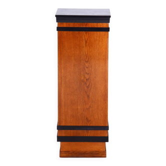 Restored Art Deco Pedestal, Beech, Oak Veneer, Revived Polish, Czech, 1920s