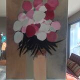 Beautiful bouquet of flowers on canvas