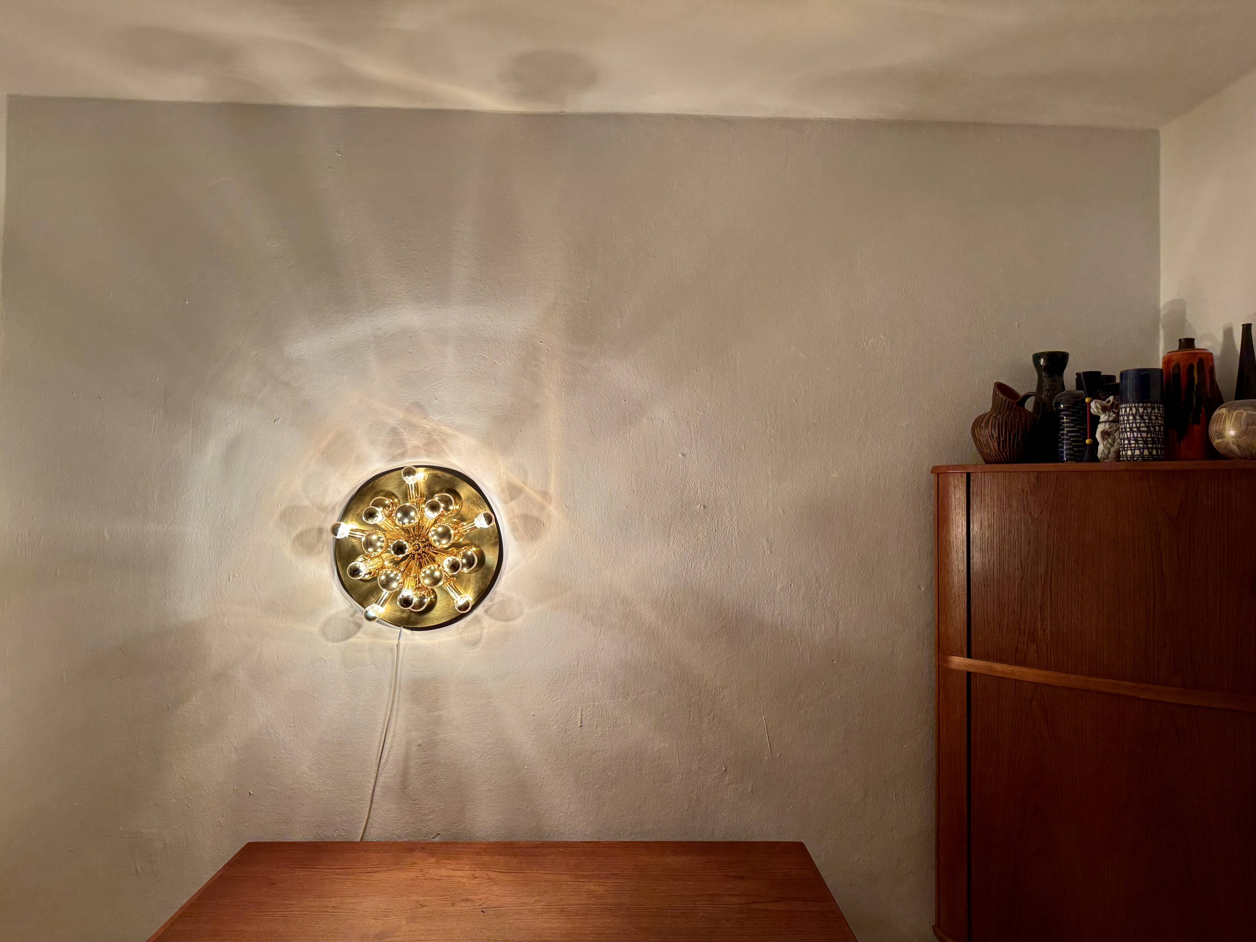 Set of 2 Amazing Golden Sputnik Wall or Flush Lamps by Cosack