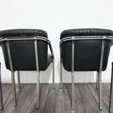 Dining Chairs with Steel and Leather by Mobil Girgi, 1970s, Set of 4