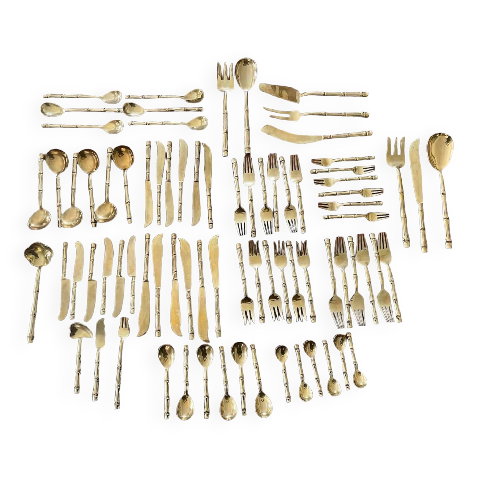Housewife Table cutlery for 6 people. bamboo brass 78 pieces