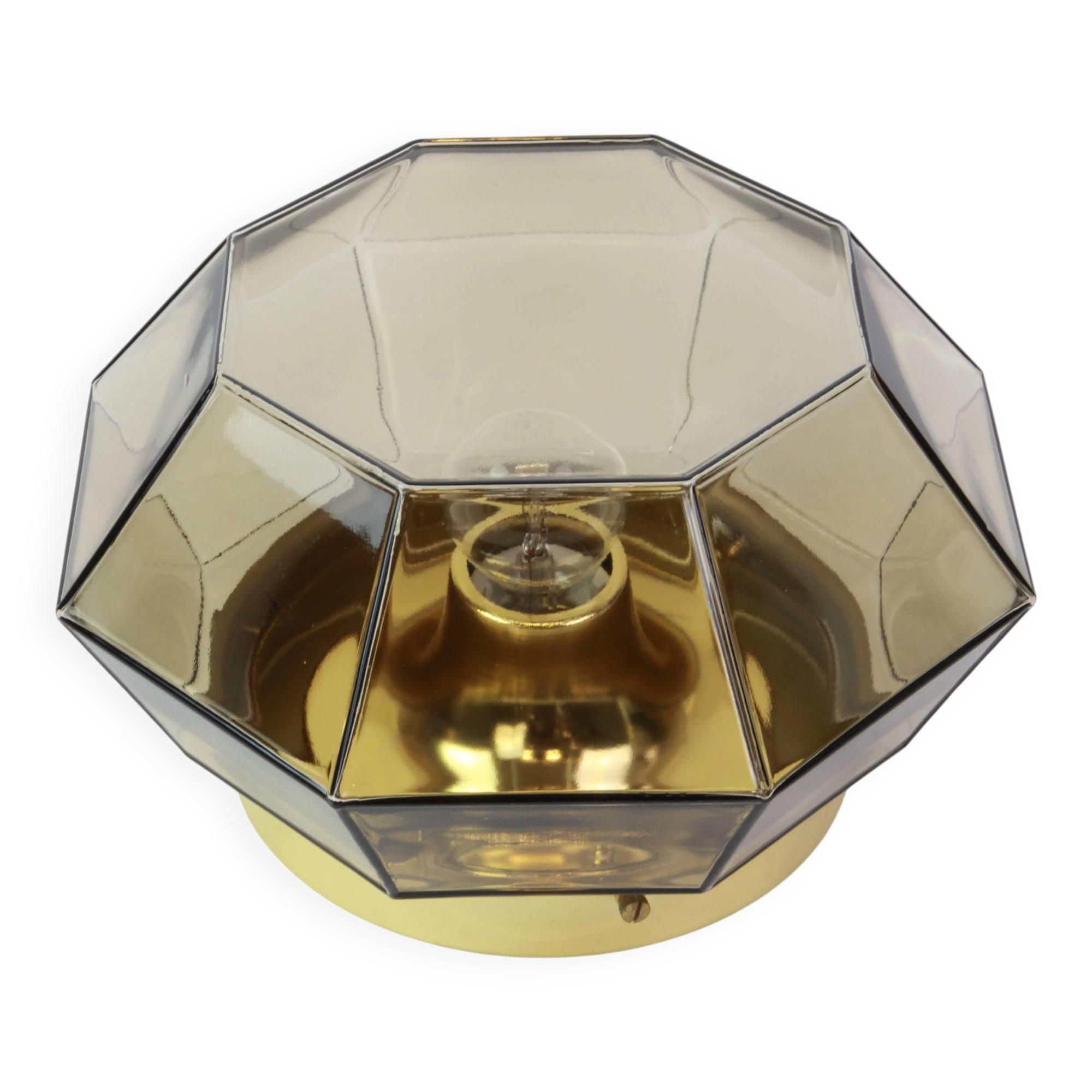 Iron and clear glass ceiling light by Limburg, Germany, 1960s