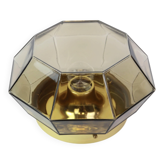 Iron and clear glass ceiling light by Limburg, Germany, 1960s