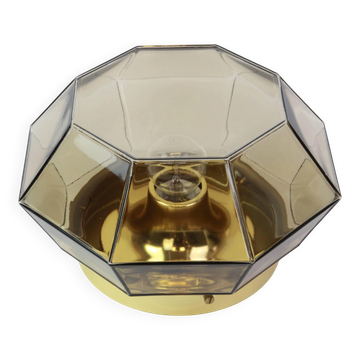 Iron and clear glass ceiling light by Limburg, Germany, 1960s