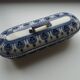 U & C Sarreguemines earthenware comb/toothbrush holder box, Calcutta model