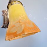 Art Nouveau wall light in bronze and satin glass, 1910s