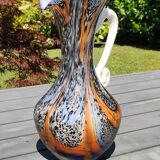 Murano Art Glass Carafe Vase/Carlo Moretti, Speckled Swirls