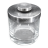 Bocal vintage en verre soufflé avec couvercle en métal argenté par boussu