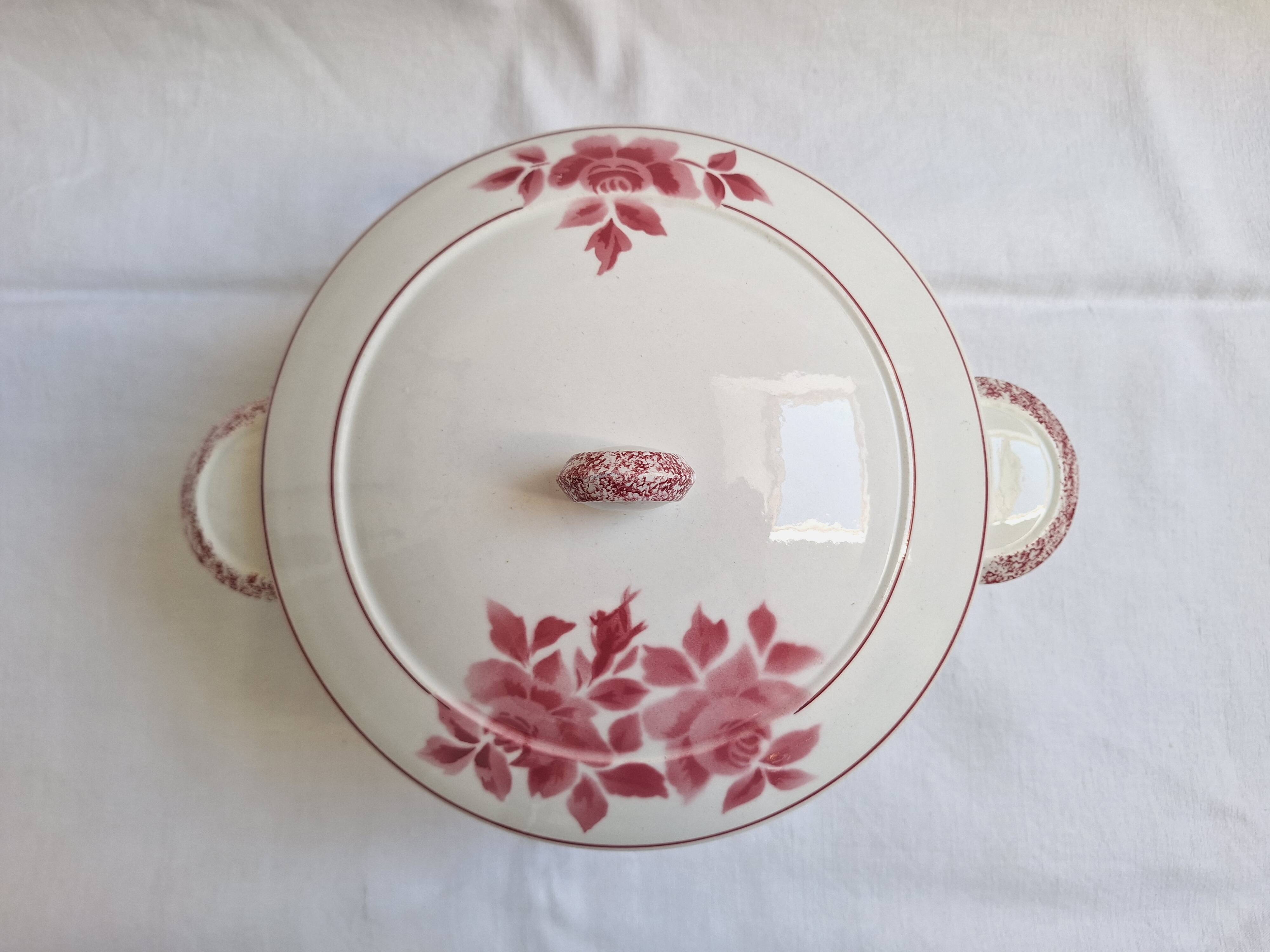Soupière Badonviller rose