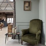 Green velvet tub chair