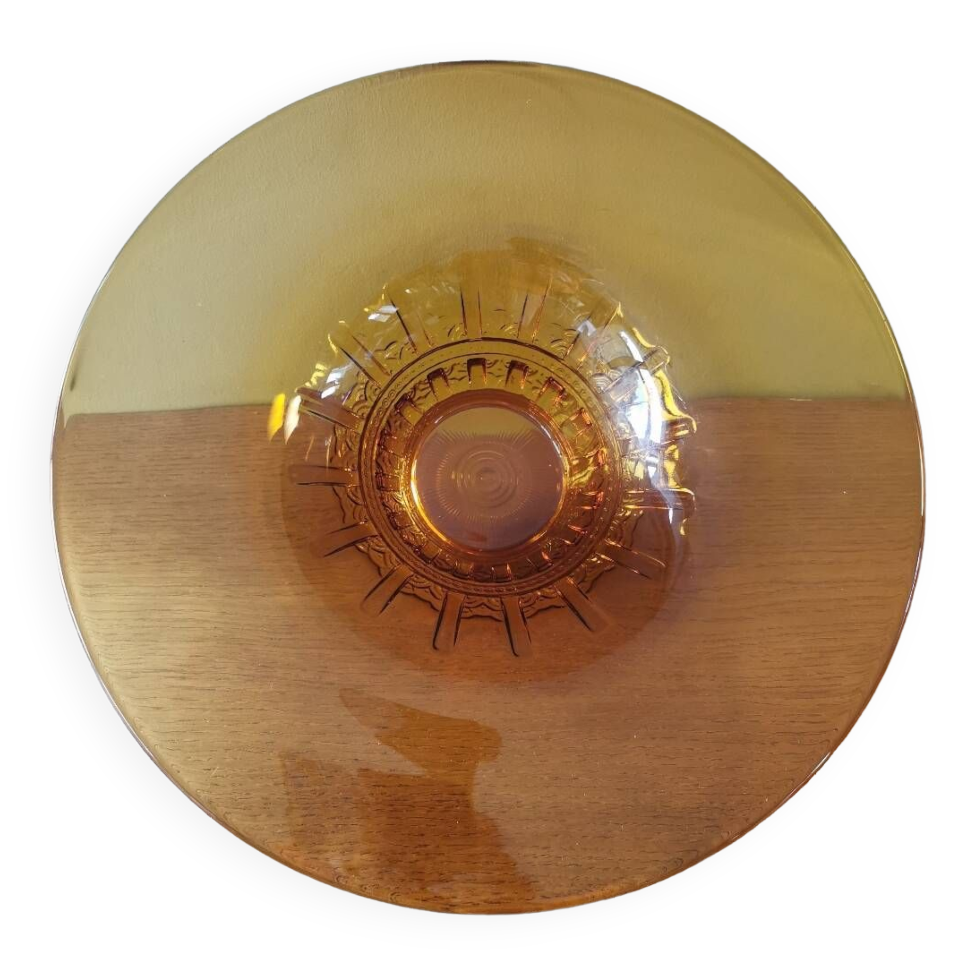 Large Amber Art Deco Glass Bowl
