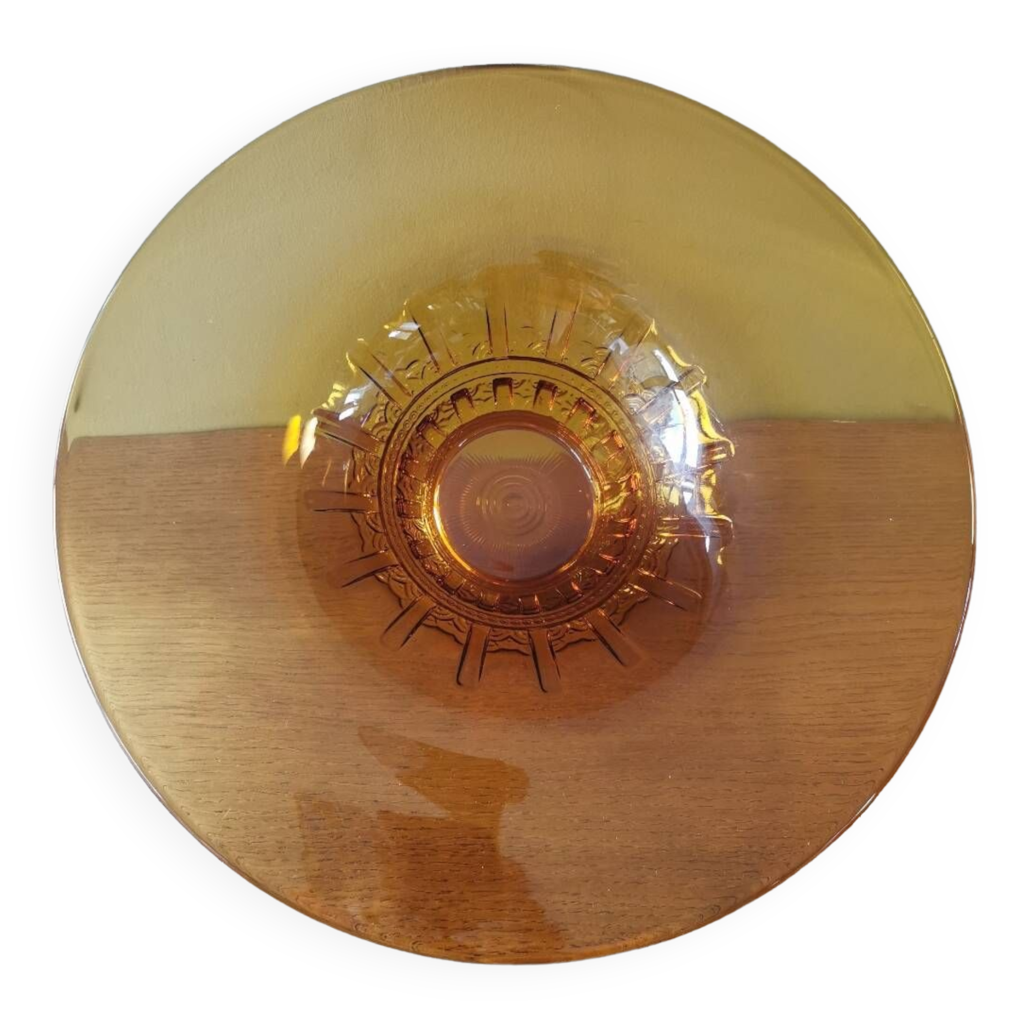 Large Amber Art Deco Glass Bowl