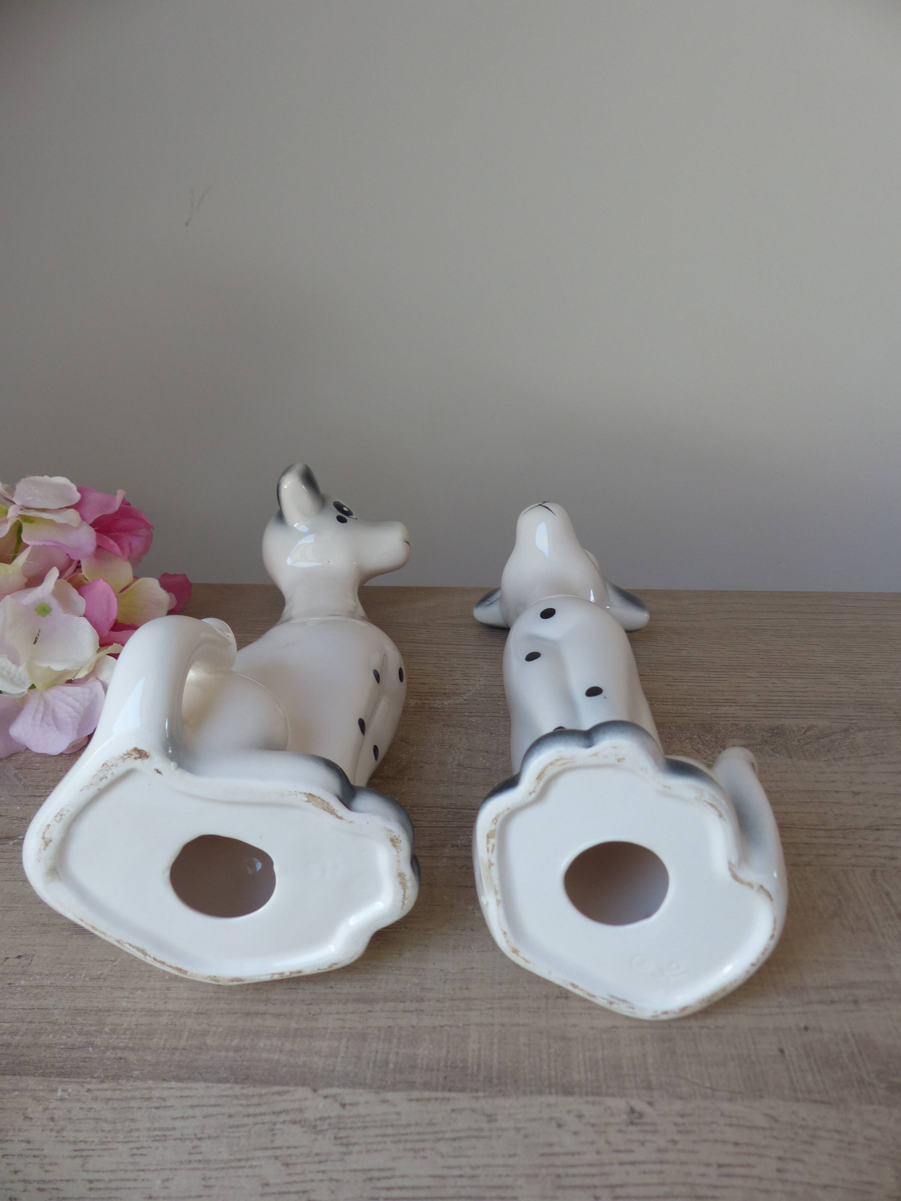 Couple of romantic Dalmatian figurines in ceramic – 1970s