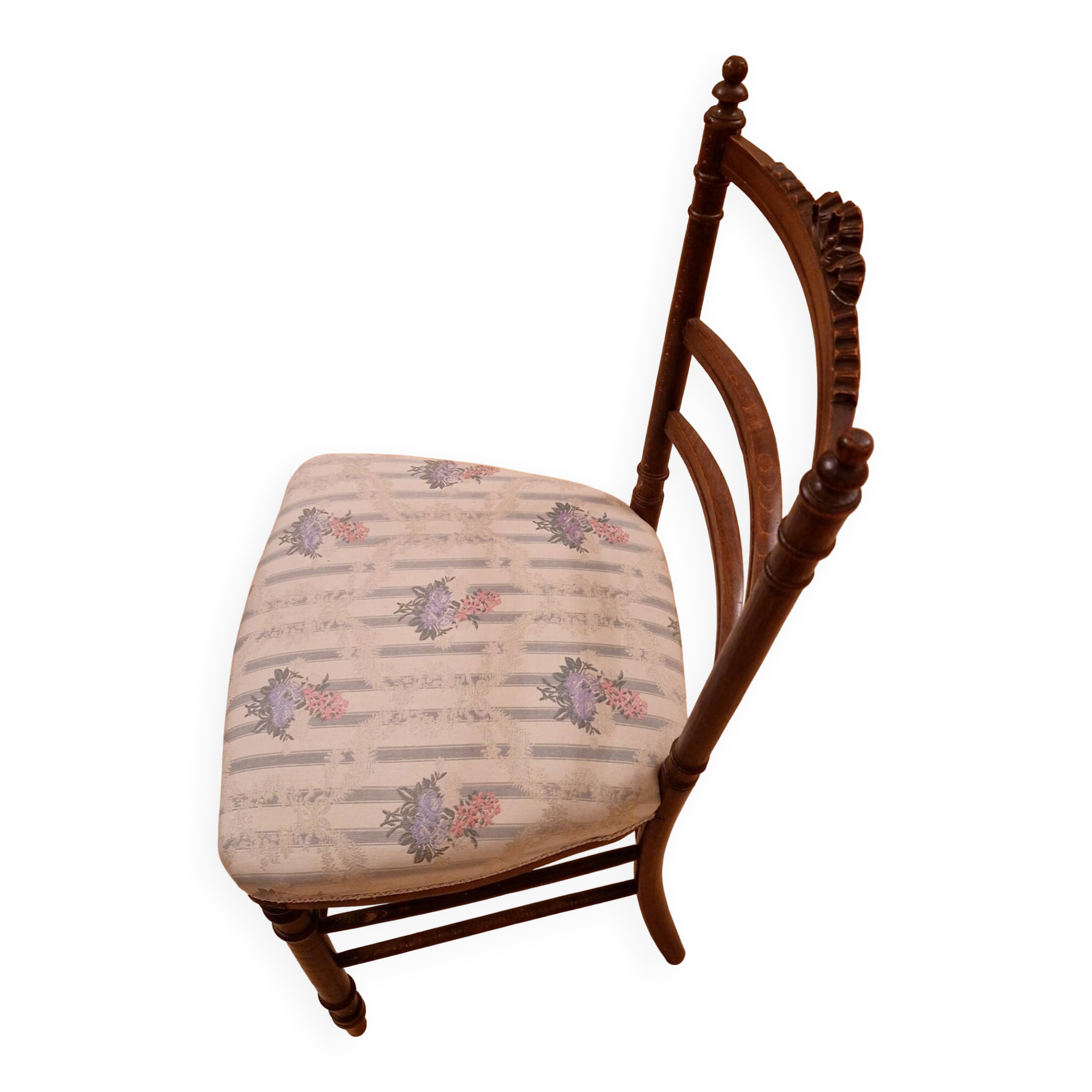 Antique Louis-Philippe chair in solid wood, 19th century, with restored seat.