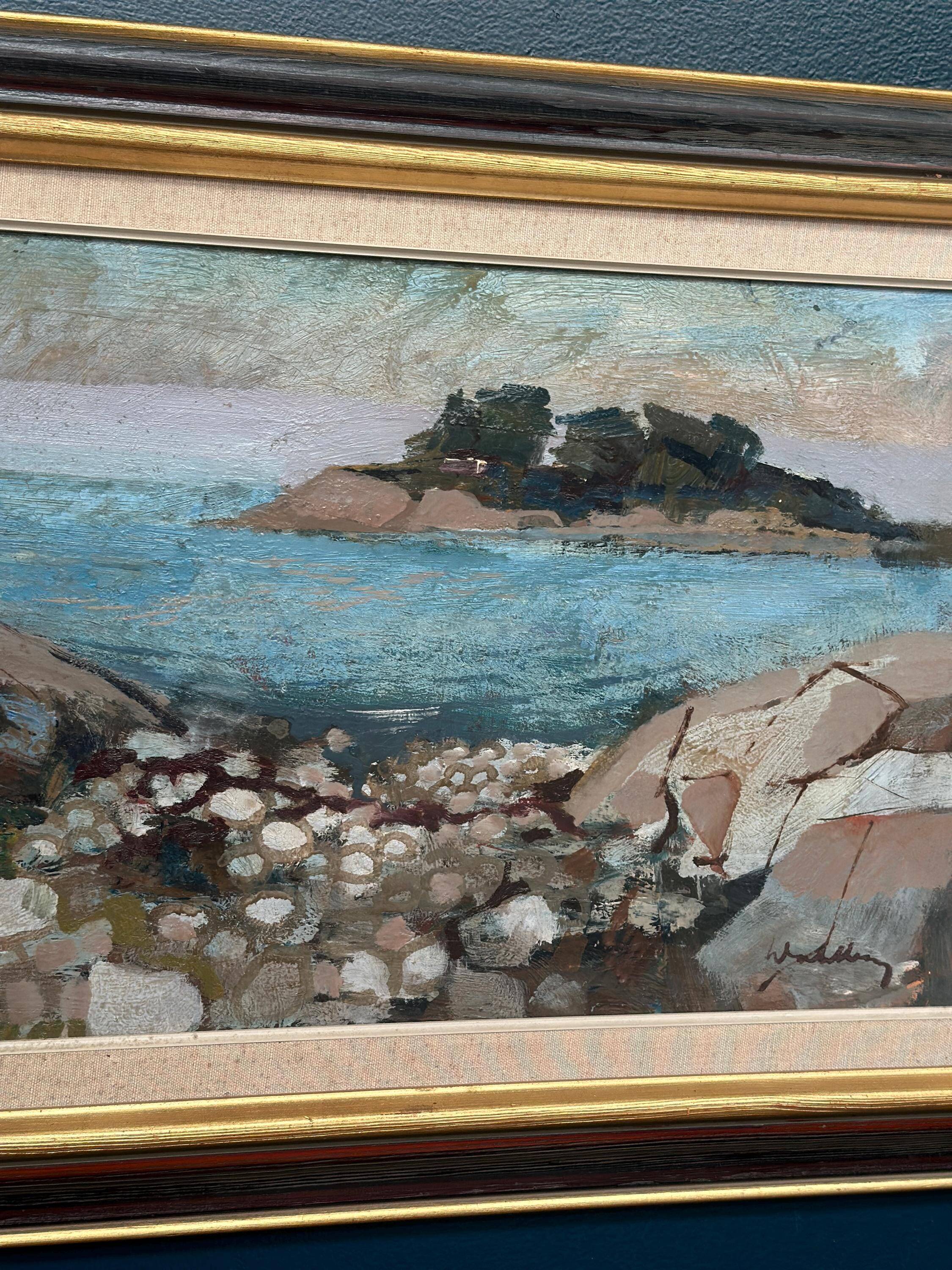 Huile su toile suédoise – “Côte” par Bertil Wahlberg – Vintage et encadrée