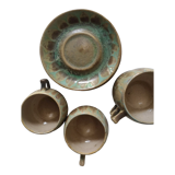 Service box enamelled stoneware coffee cups, pierrefonds 1950