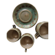 Service box enamelled stoneware coffee cups, pierrefonds 1950