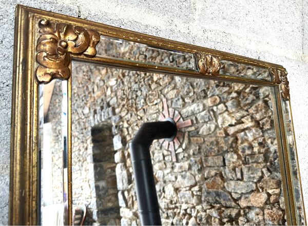 Miroir Deknudt doré biseauté à parcloses Belgique XXème