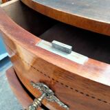 Chest of drawers old marquetry marble top style louis xvi