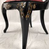 High-backed chair in wood and burgundy boiled cardboard, Napoleon III