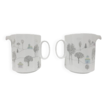 Pair of creamers Winterreise, white porcelain, design T. Wirkkala, Rosenthal, Germany, 1980s.
