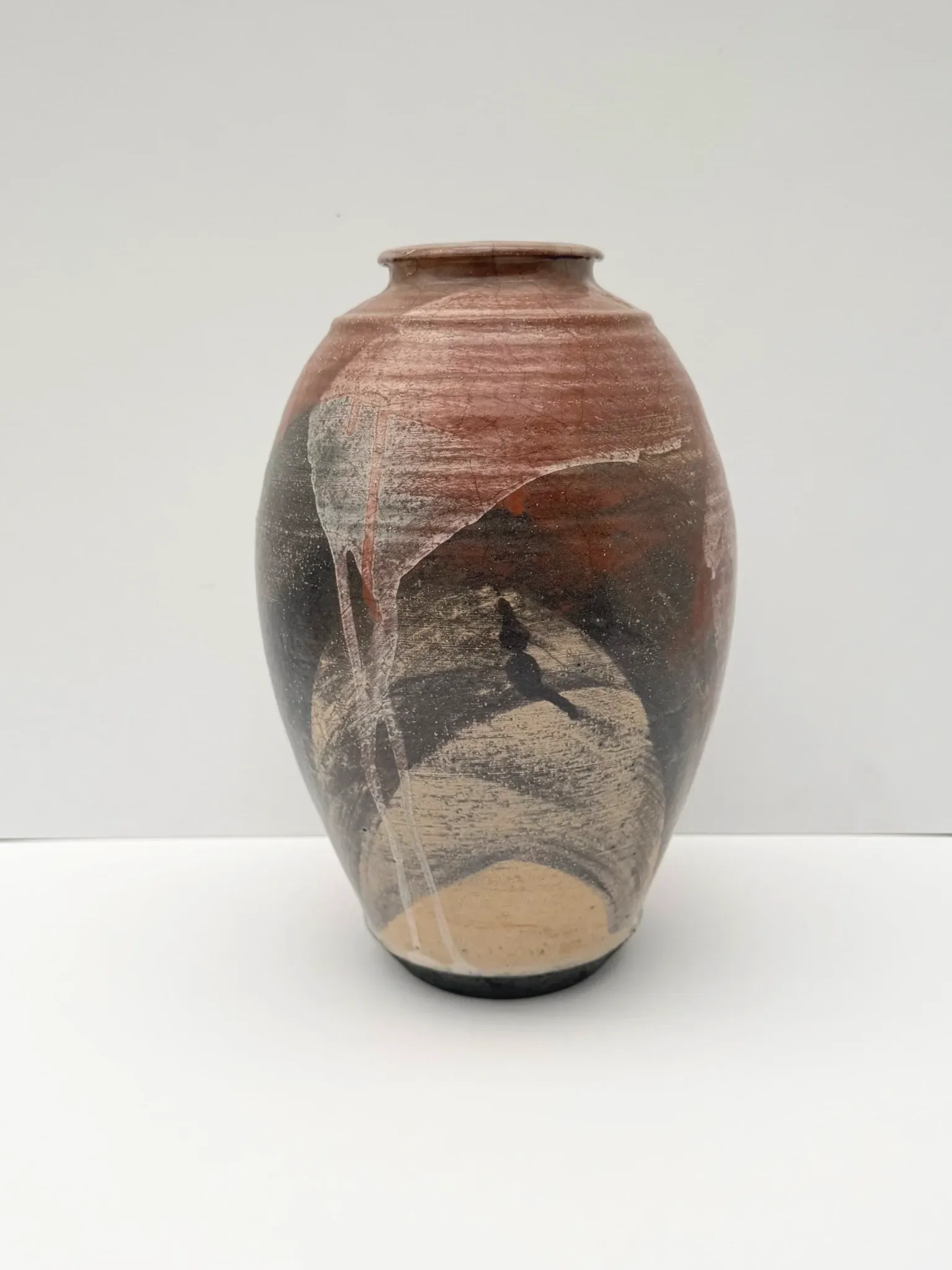 Signed Raku ceramic vase, 1990