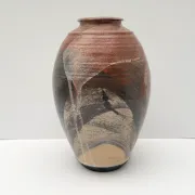 Signed Raku ceramic vase, 1990