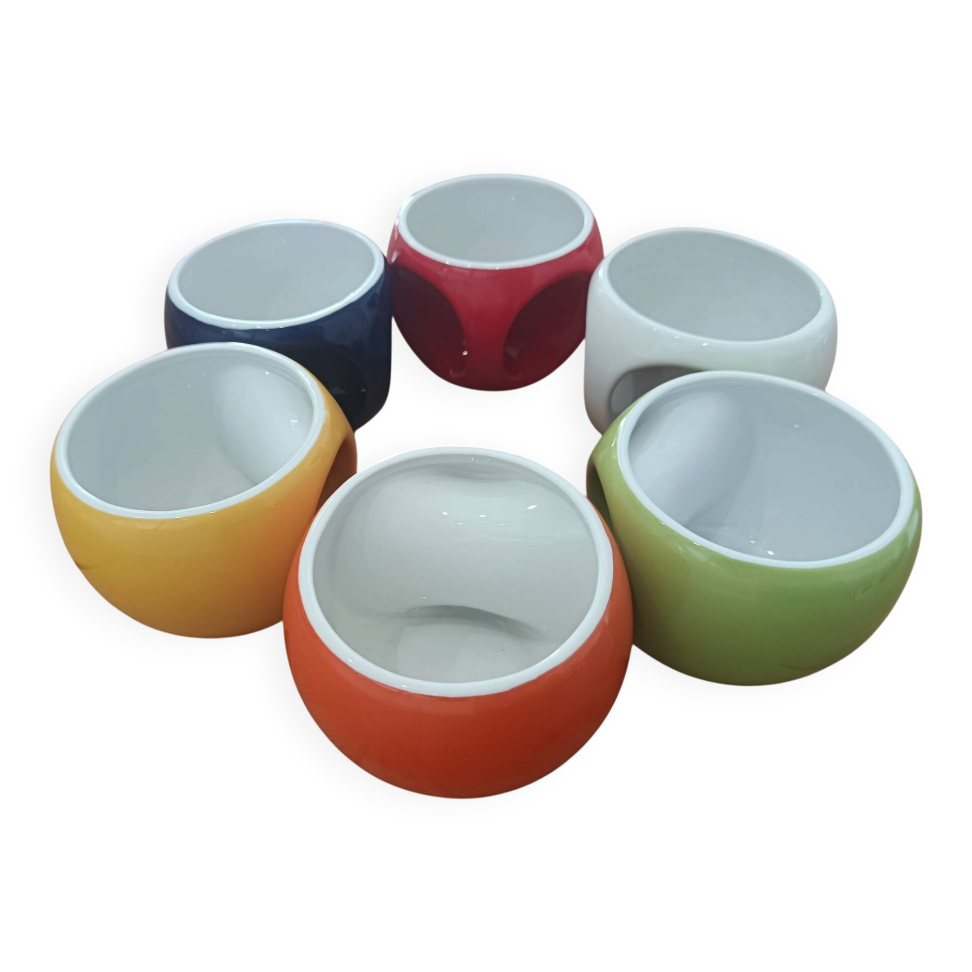 Set of 6 large mugs Pradel France – retro pop / Space Age design – mu