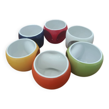 Set of 6 large mugs Pradel France – retro pop / Space Age design – mu